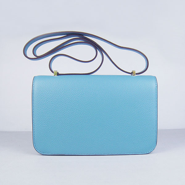 7A Hermes Constance Togo Leather Single Bag Light Blue Gold Hardware H020